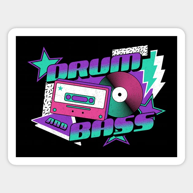 DRUM AND BASS  - 90s Steez (purple/aqua blue) Magnet by DISCOTHREADZ 